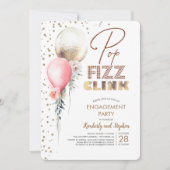 Pop Fizz Clink Balloon Garlands Moderne Verlobung Einladung (Vorderseite)