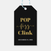 POP FIZZ CLINK Black & Gold-Geschenkmarke Geschenkanhänger (Vorderseite)