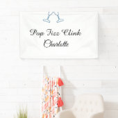 Pop fizz clink blue champagne bottle new year banner (Insitu)