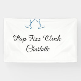 Pop fizz clink blue champagne bottle new year banner