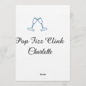 Pop fizz clink blue champagne bottle new year einladung (Rückseite)