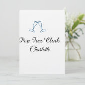 Pop fizz clink blue champagne bottle new year einladung (Stehend Vorderseite)