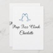 Pop fizz clink blue champagne bottle new year einladung (Vorne/Hinten)