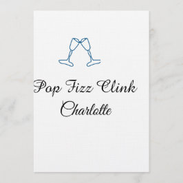 Pop fizz clink blue champagne bottle new year einladung