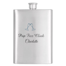 Pop fizz clink blue champagne bottle new year flachmann
