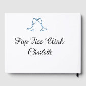 Pop fizz clink blue champagne bottle new year gästebuch (Rückseite)