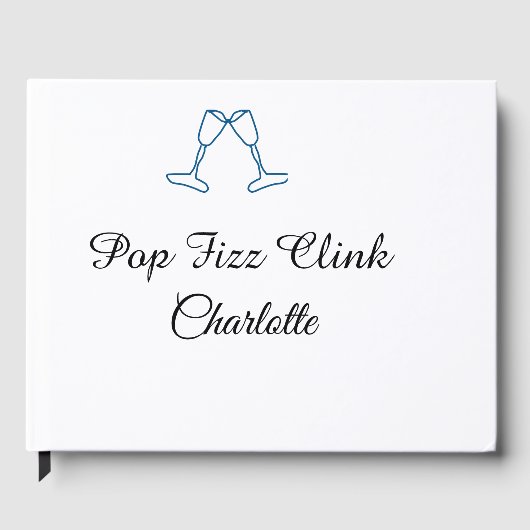 Pop fizz clink blue champagne bottle new year gästebuch (Vorderseite)