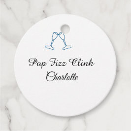 Pop fizz clink blue champagne bottle new year geschenkanhänger