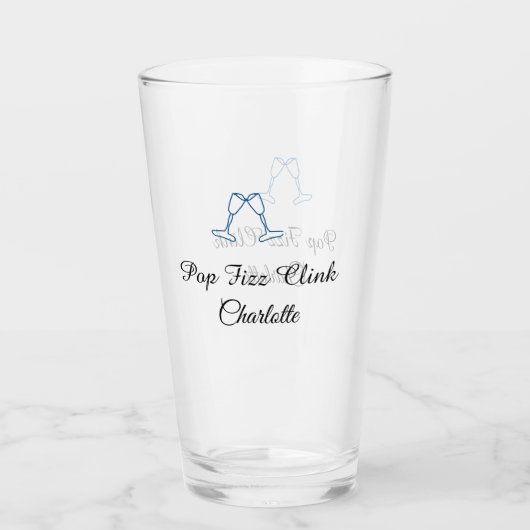 Pop fizz clink blue champagne bottle new year glas (Vorderseite)