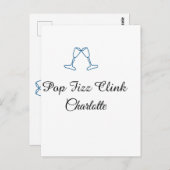 Pop fizz clink blue champagne bottle new year postkarte (Vorne/Hinten)