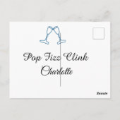 Pop fizz clink blue champagne bottle new year postkarte (Rückseite)