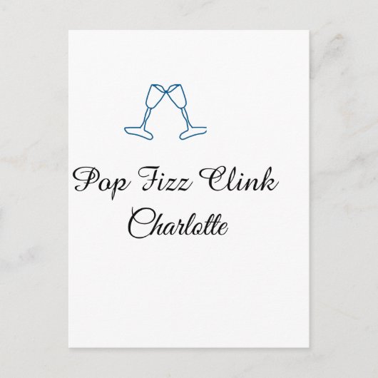 Pop fizz clink blue champagne bottle new year postkarte (Vorderseite)