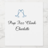 Pop fizz clink blue champagne bottle new year weinetikett (Einzelnes Label)