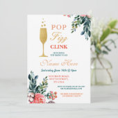 Pop Fizz Clink Brautparty Champagne Goldene Lunge Einladung (Stehend Vorderseite)