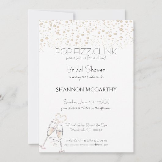 Pop Fizz Clink Brautparty Einfärbung Einladung (Vorderseite)
