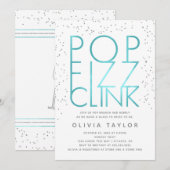 Pop Fizz Clink Bridal Dusche Einladung, Aqua Einladung (Vorne/Hinten)