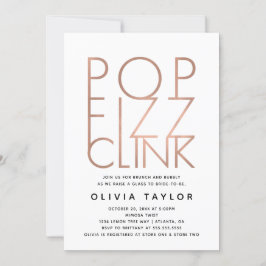 Pop Fizz Clink Bridal Dusche Einladung, Rose Gold Einladung