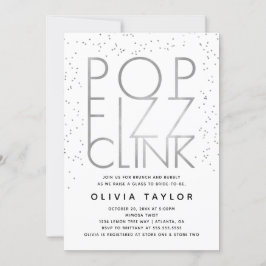 Pop Fizz Clink Bridal Dusche Einladung, Silber Einladung