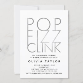 Pop Fizz Clink Bridal Dusche Einladung, Silber Einladung
