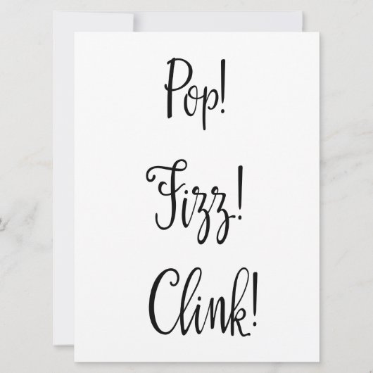 "Pop! Fizz! Clink!" Bubbly Bar Sign (Vorderseite)
