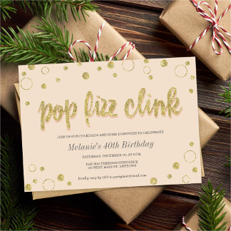 Pop Fizz Clink Champagne Bubbles | Party Einladung