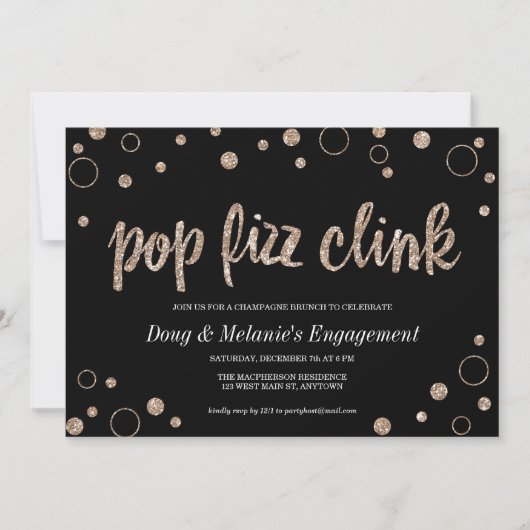 Pop Fizz Clink Champagne Bubbles Party Einladung (Vorderseite)