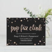 Pop Fizz Clink Champagne Bubbles Party Einladung (Stehend Vorderseite)