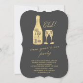 Pop Fizz Clink Champagne Chic Silvesterabend Party Einladung (Vorderseite)