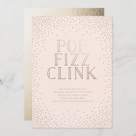 POP FIZZ CLINK EINLADUNG (Vorne/Hinten)