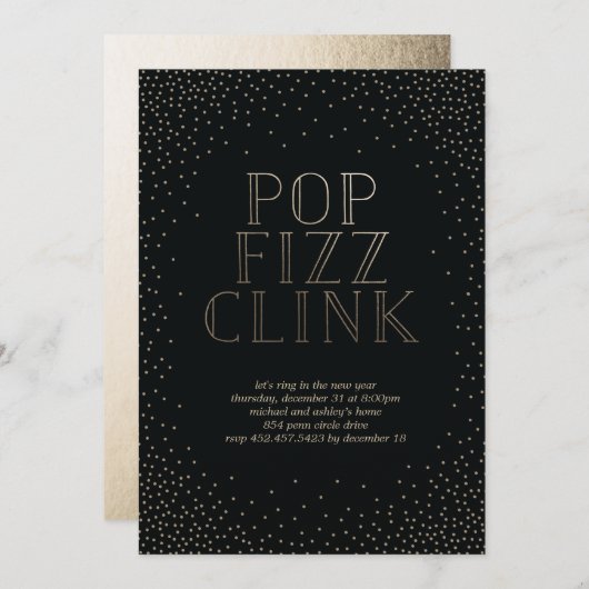 POP FIZZ CLINK EINLADUNG (Vorne/Hinten)