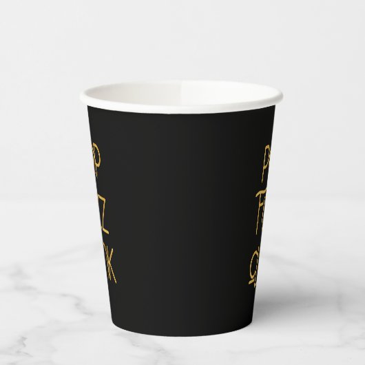 Pop Fizz Clink Elegante Typografie Pappbecher (Links)