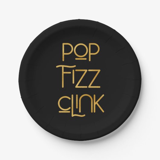 Pop Fizz Clink Elegante Typografie Pappteller (Vorderseite)