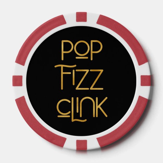 Pop Fizz Clink Elegante Typografie Pokerchips (Vorderseite)
