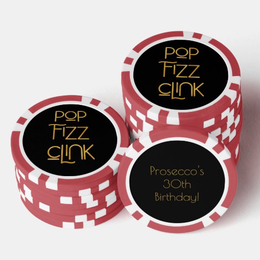 Pop Fizz Clink Elegante Typografie Pokerchips (Stapel)