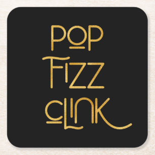 Pop Fizz Clink Elegante Typografie Rechteckiger Pappuntersetzer