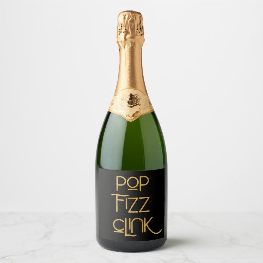 Pop Fizz Clink Elegante Typografie Schaumweinetikett (Vorderseite)