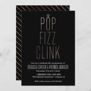 Pop Fizz Clink Engagement Partei in Imitate Fossil Einladung
