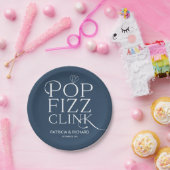 Pop Fizz Clink Engagement Party Blau Pappteller (Party)