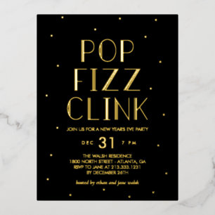Pop Fizz Clink Foil Holiday Party Postkarte