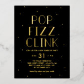 Pop Fizz Clink Foil Holiday Party Postkarte (Vorderseite)