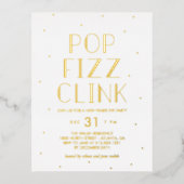Pop Fizz Clink Foil Holiday Party Postkarte (Vorderseite)