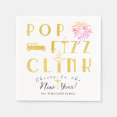 Pop Fizz Clink Gold Modern Typograpy New Years Eve Serviette (Vorderseite)