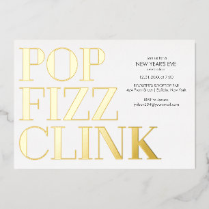 Pop Fizz Clink Gold Neujahrsfeier Einladung