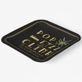 Pop Fizz Clink Gold Typografie Silvester Pappteller (Gewinkelt)