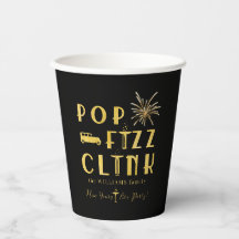 Pop Fizz Clink Gold Typograpy Modern New Years Eve