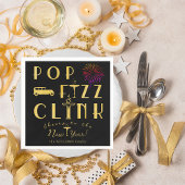 Pop Fizz Clink Gold Typograpy Modern New Years Eve Serviette