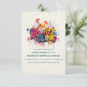 Pop Fizz Clink graffiti Silvester Party Einladung (Stehend Vorderseite)