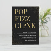 Pop Fizz Clink Hochzeit Verlobung Einladung (Stehend Vorderseite)