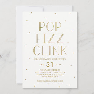Pop Fizz Clink Holiday Party Silvester Party Einladung