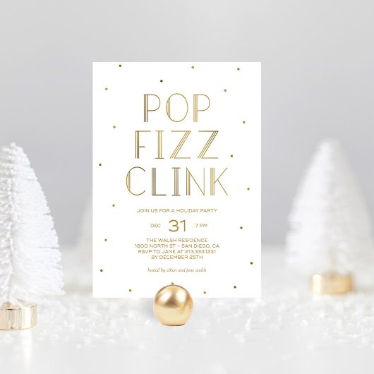 Pop Fizz Clink Holiday Party Silvester Party Einladung